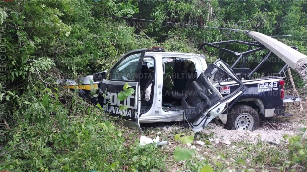 Resultan lesionados tres policías tras accidente en FCP