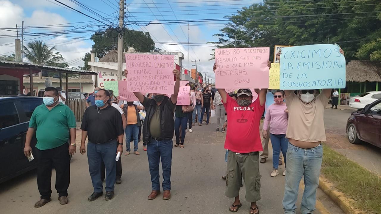 Realizan marcha para designar nuevo dirigente del sindicato del Ayuntamiento de JMM