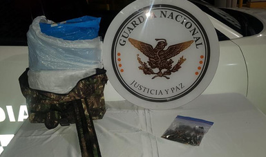 Guardia Nacional encuentra aparente marihuana y cartuchos útiles para arma ak-47