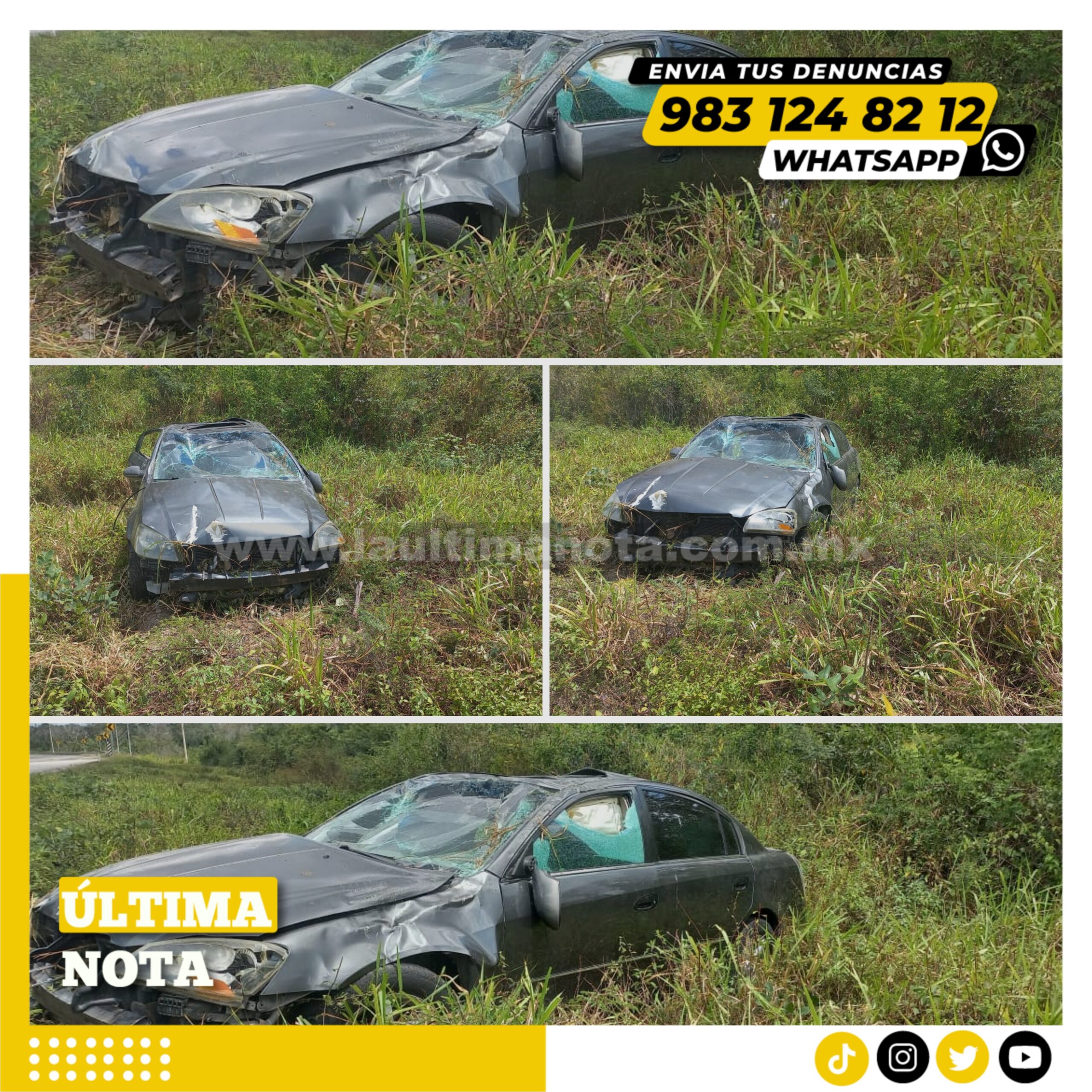 Familia se salva en aparatoso accidente en F.C.P