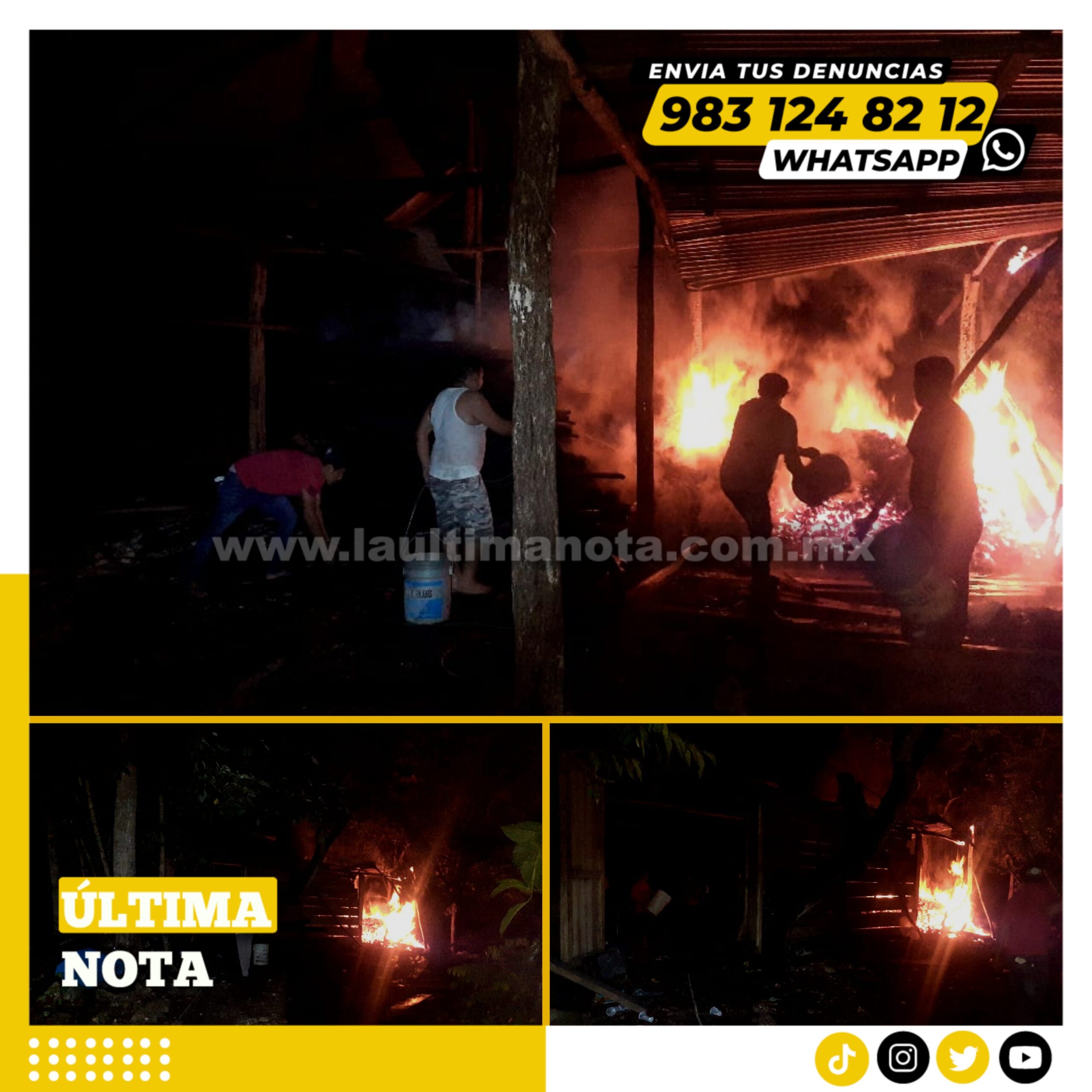 Arde humilde vivienda en la comunidad de Andrés Quintana Roo.