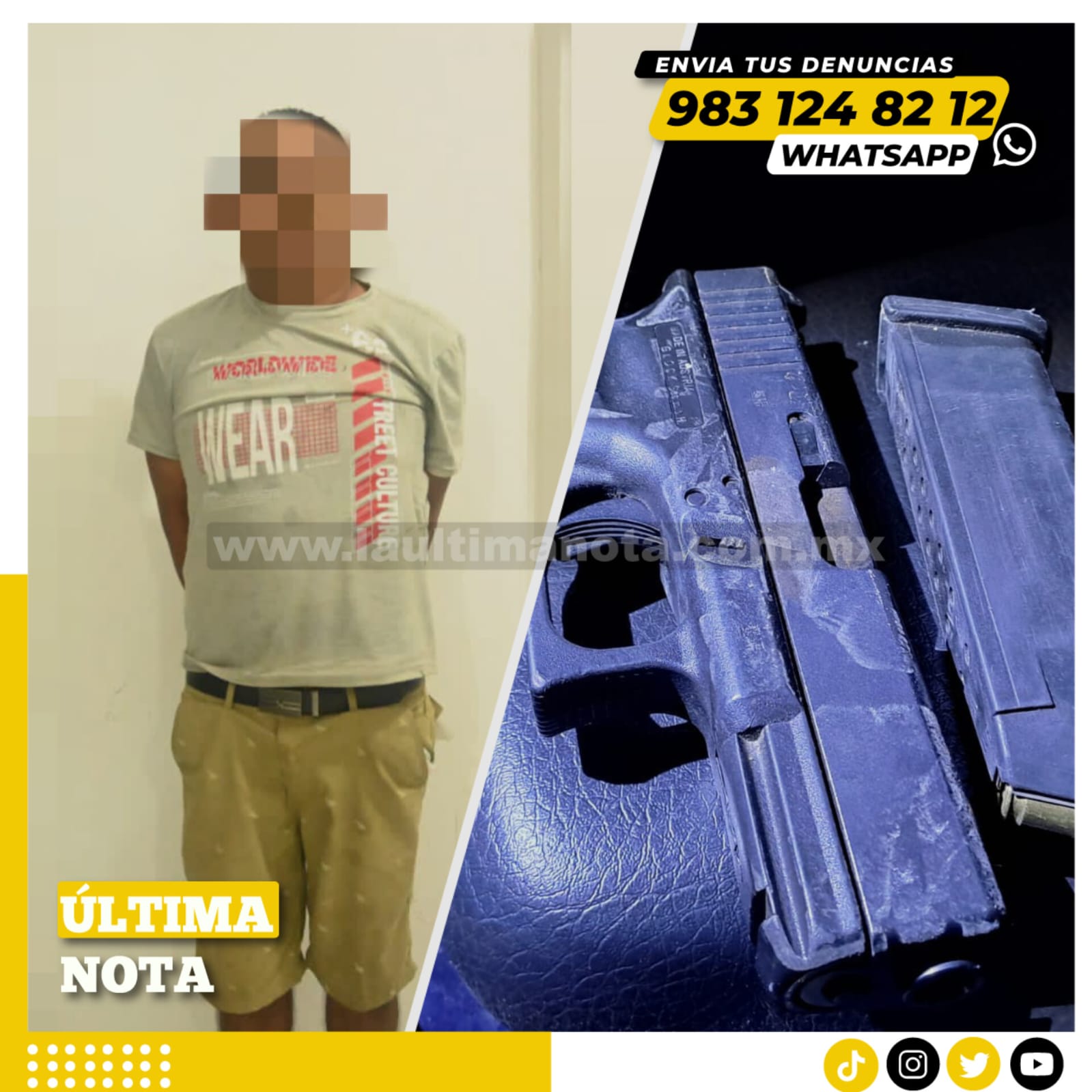 Lo detienen con un arma tipo glock y dos cartuchos útiles en FCP
