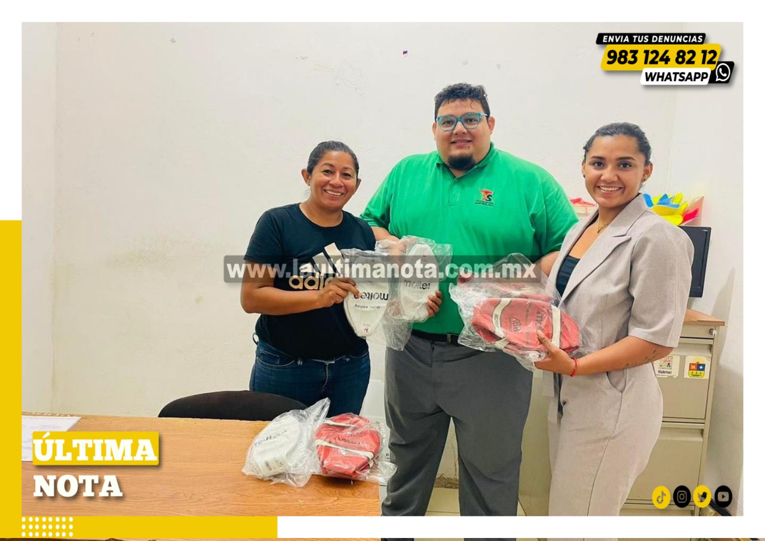 Entrega material deportivo la dirección de deportes a Telesecundaria de Chunyah