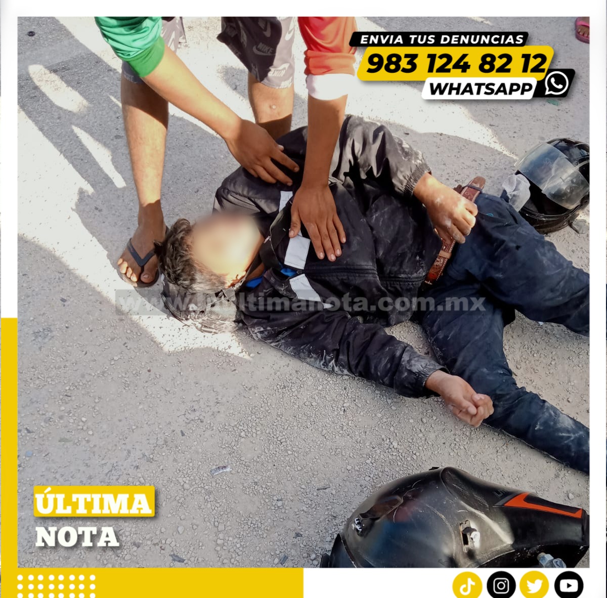 Derrapa motociclista en Muyil