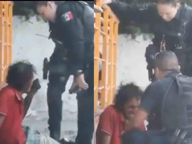 Suspenden a policías que agredieron a indigente