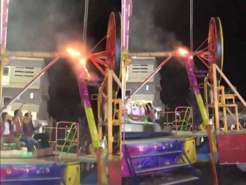 En Durango se incendia juego mecánico con personas a bordo