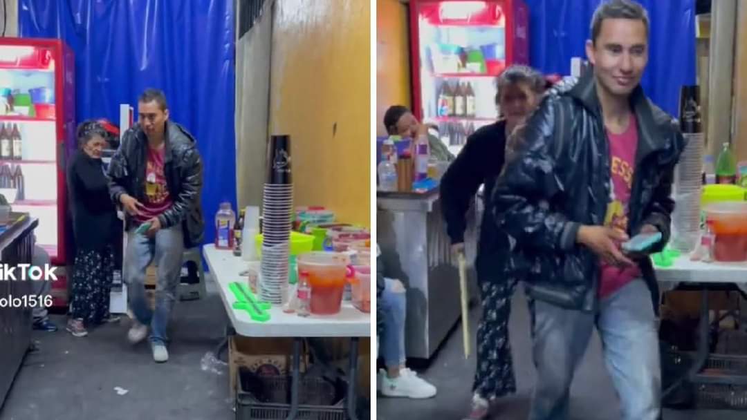 Madre saca de las micheladas a su hijo con tabla en mano