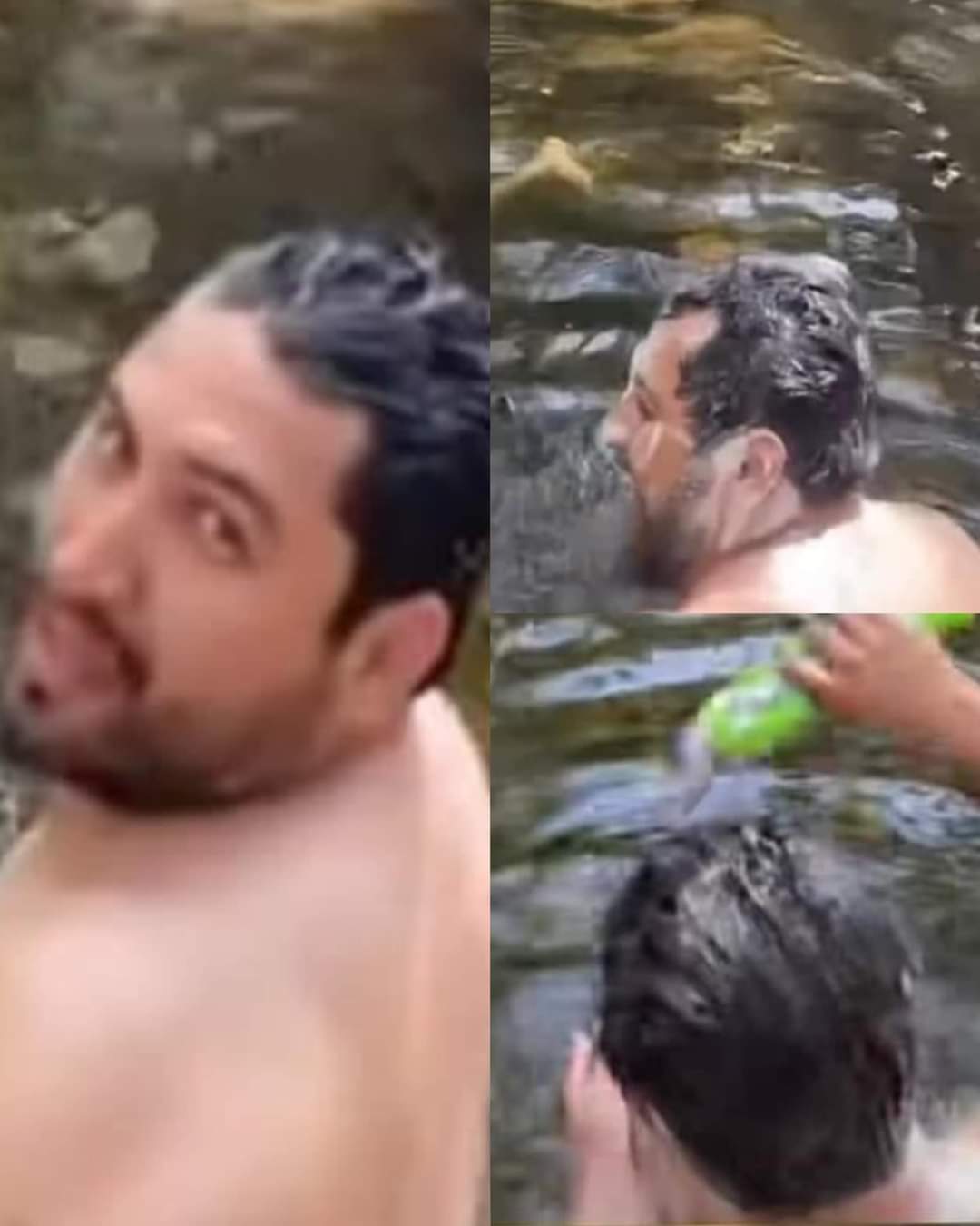 Julión Alvarez bañandose en el río de Chiapas