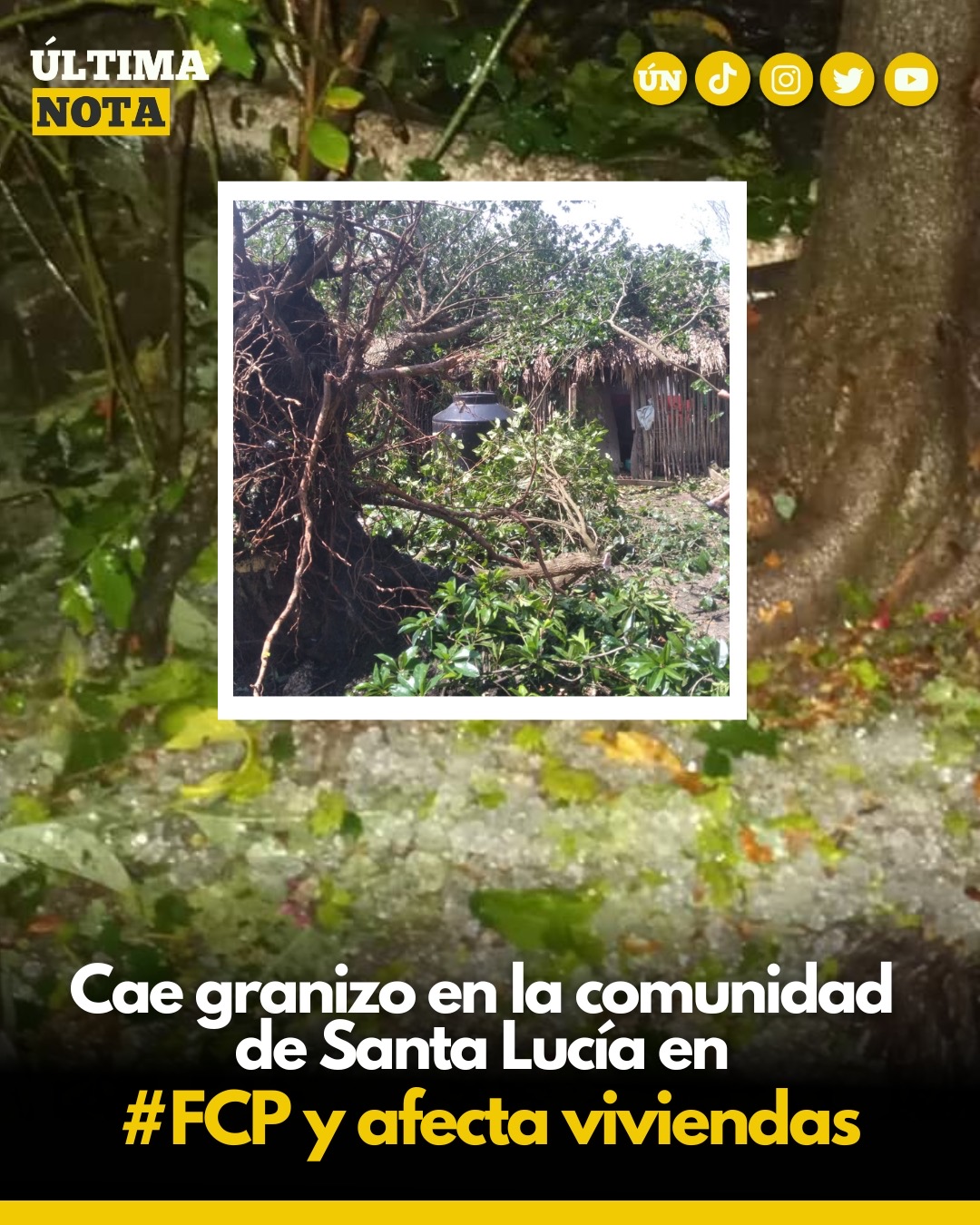 Cae granizo en la zona maya acompañado de turbonada y causa daños