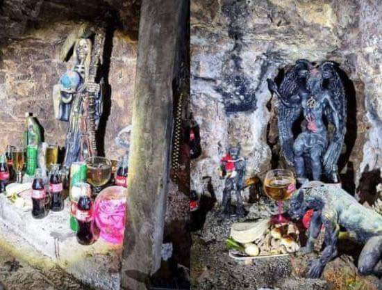 Encuentran túnel con altares de la Santa Muerte y Satanas