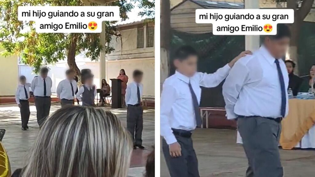 ¡Conmovedor! Un niño guía a su amigo con discapacidad visual durante el vals de salida de sexto