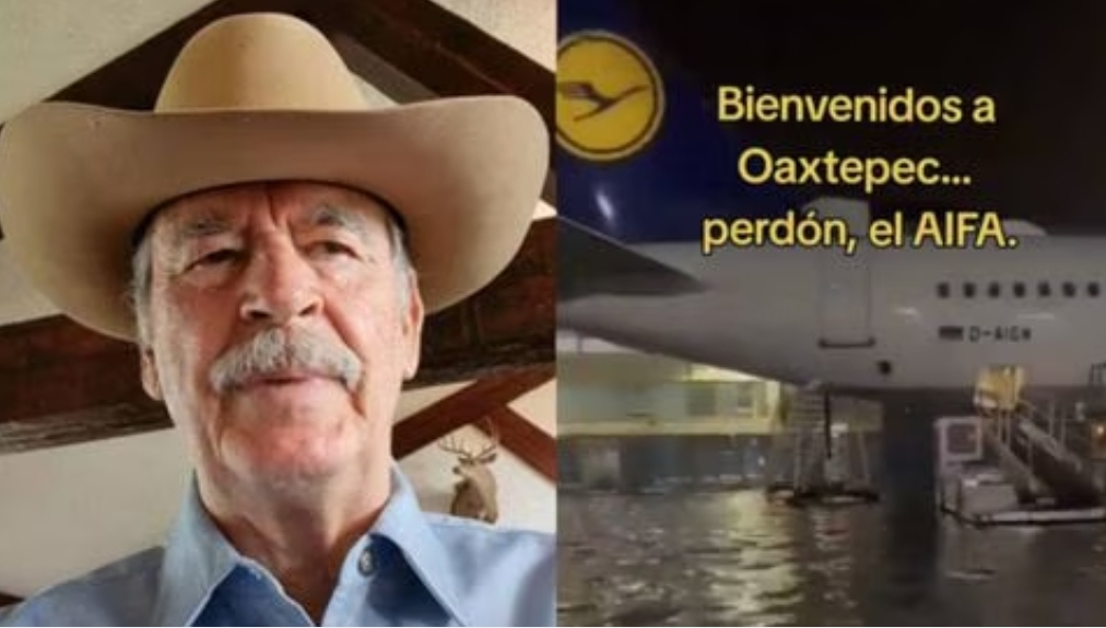 Vicente Fox tuitea video de supuesta inundación en el AIFA, pero era un aeropuerto de Alemania