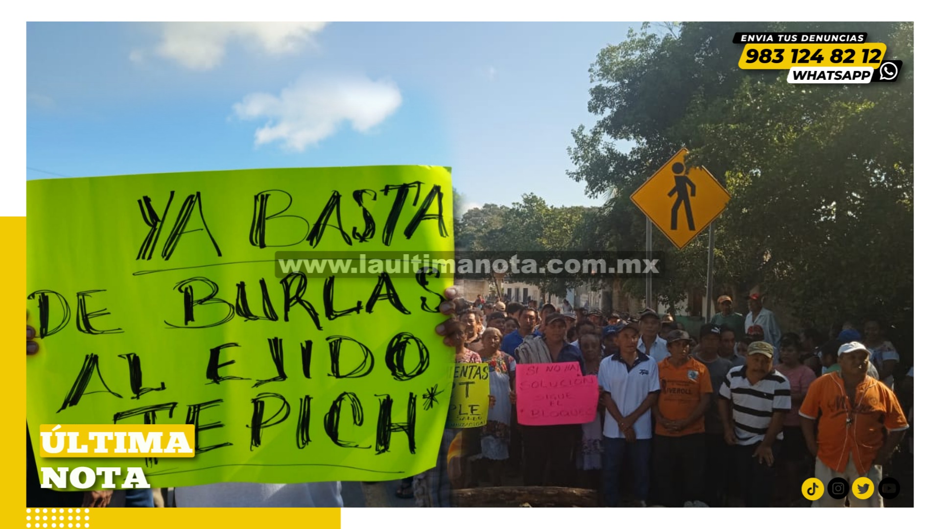 Bloquean carretera rumbo a llavadolid ejidatarios de Tepich 