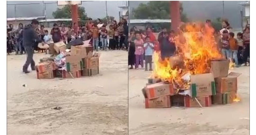 Por segunda ocasión, tzotziles queman libros de texto de la SEP en Chiapas; “buscan enseñar a los niños el comunismo”, dicen