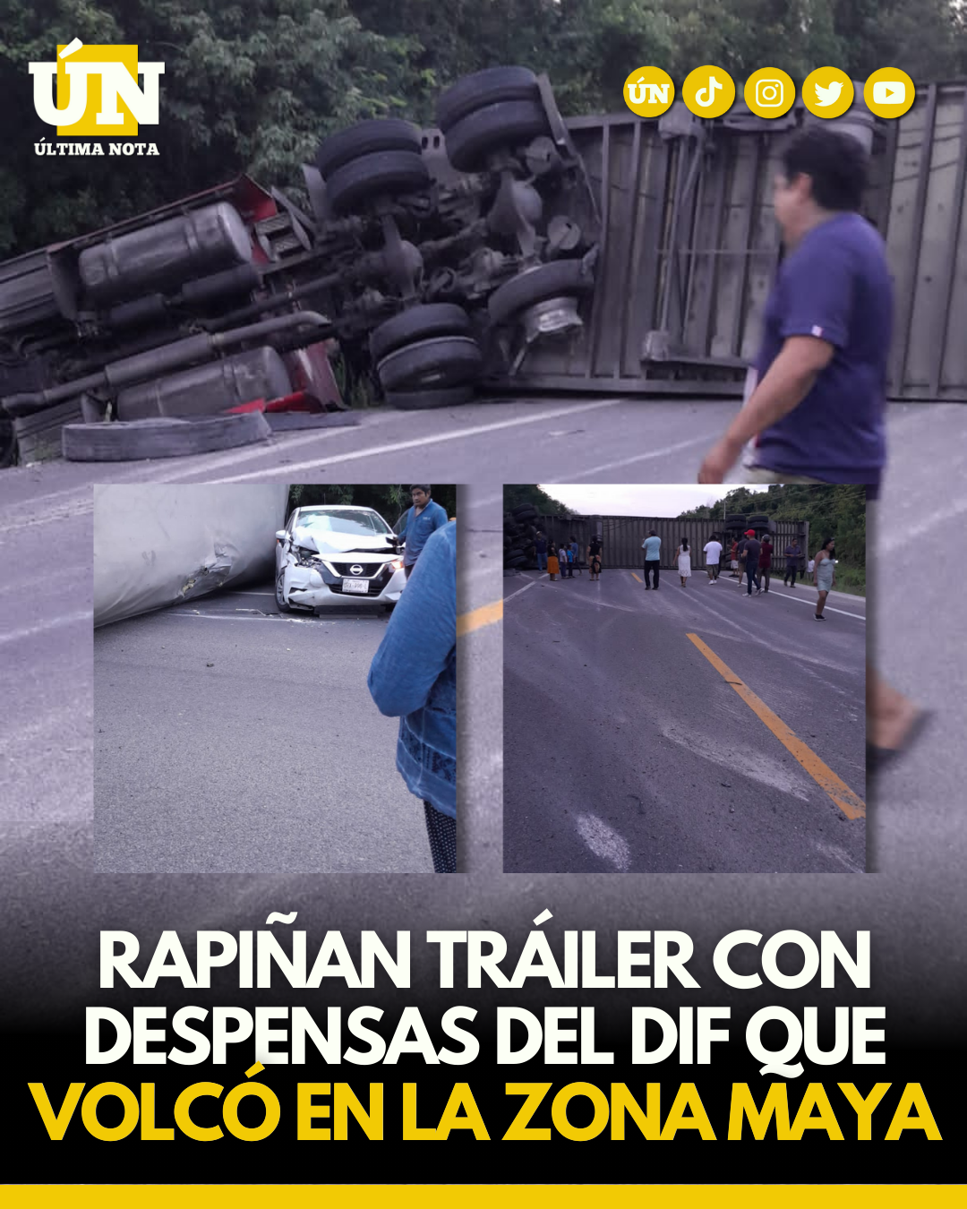 Rapiñan tráiler con despensas del DIF en la Zona Maya