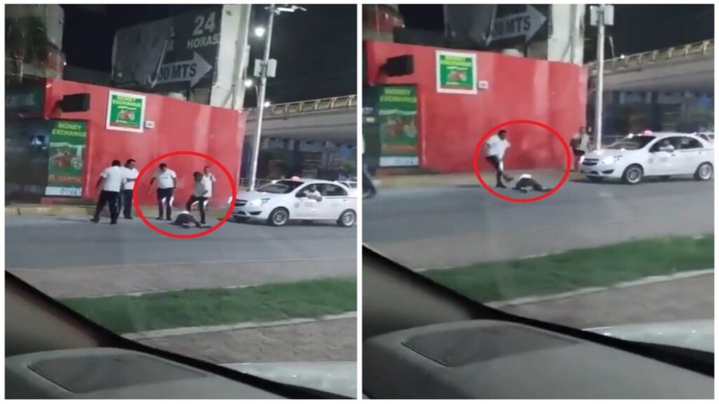 ¡Otra golpiza más! Taxistas de Playa del Carmen, Quintana Roo, atacan a sujeto