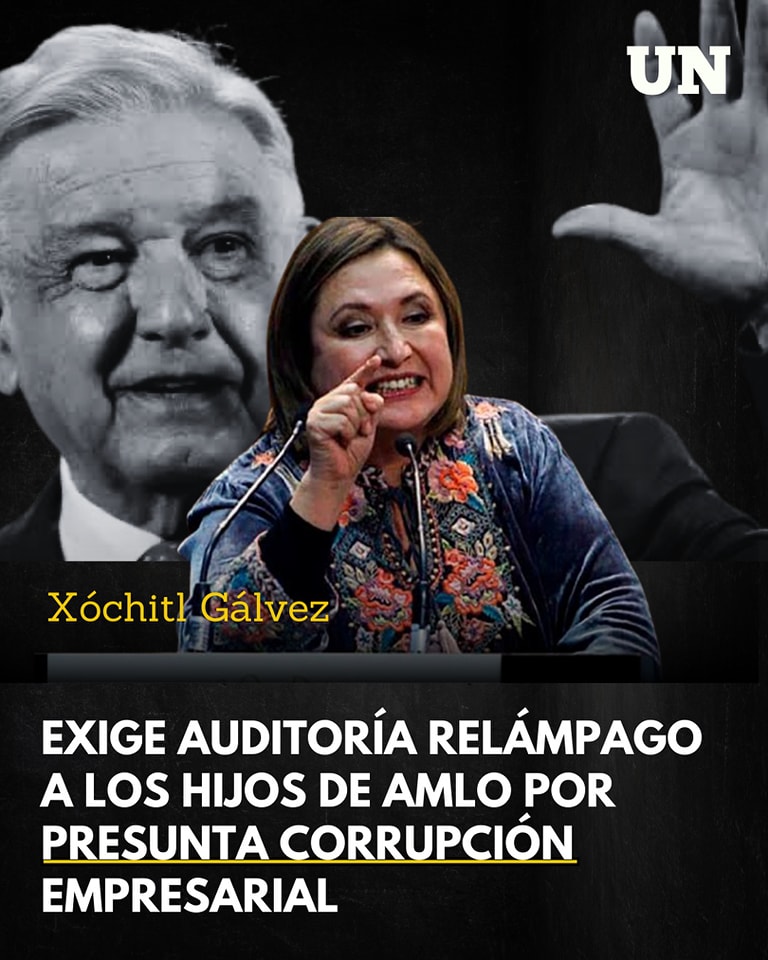 Escándalo nacional Xóchitl Gálvez exige auditoría relámpago a los hijos de AMLO por presunta corrupción empresarial