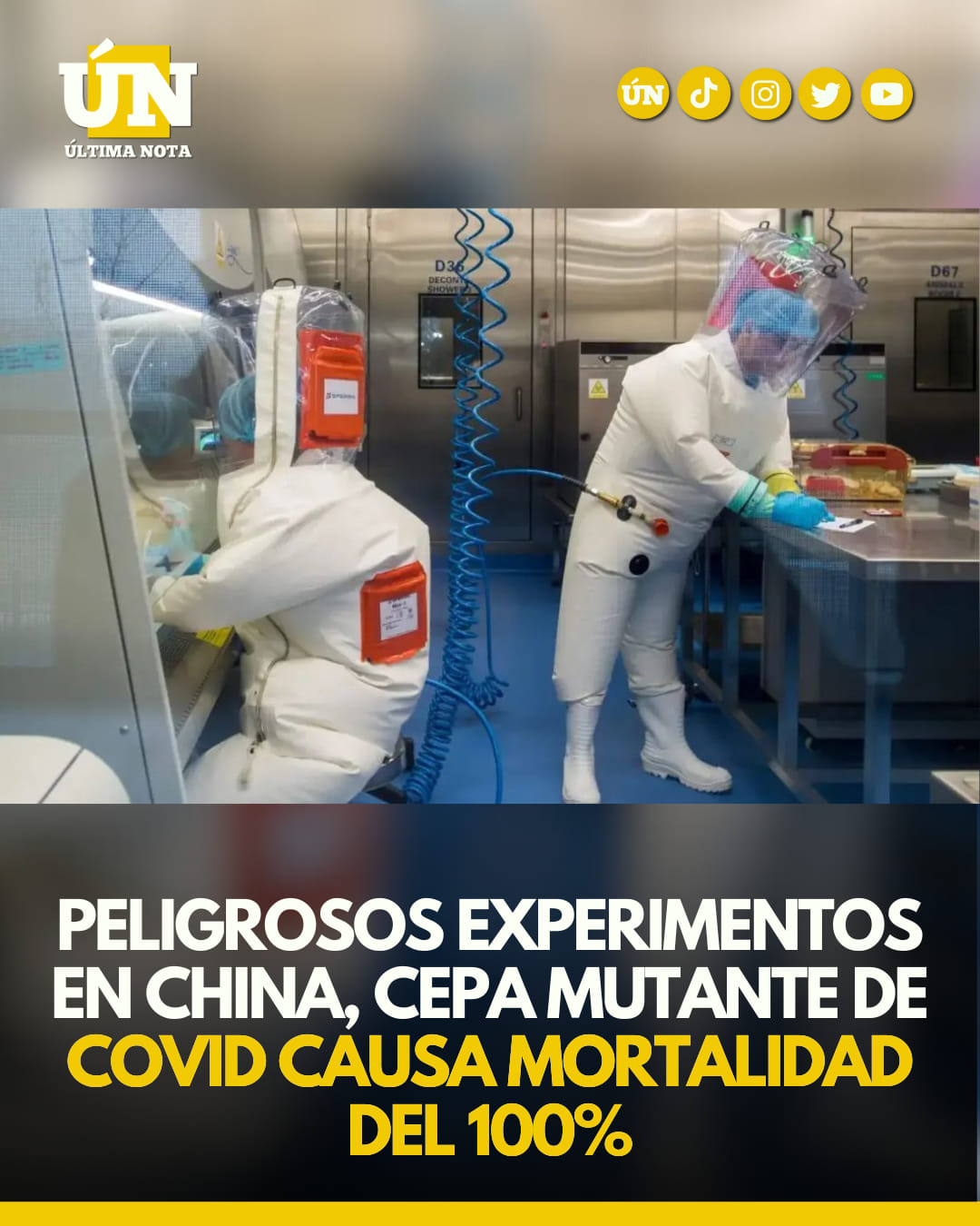 Peligrosos experimentos en china, cepa mutante de covid causa mortalidad del 100%