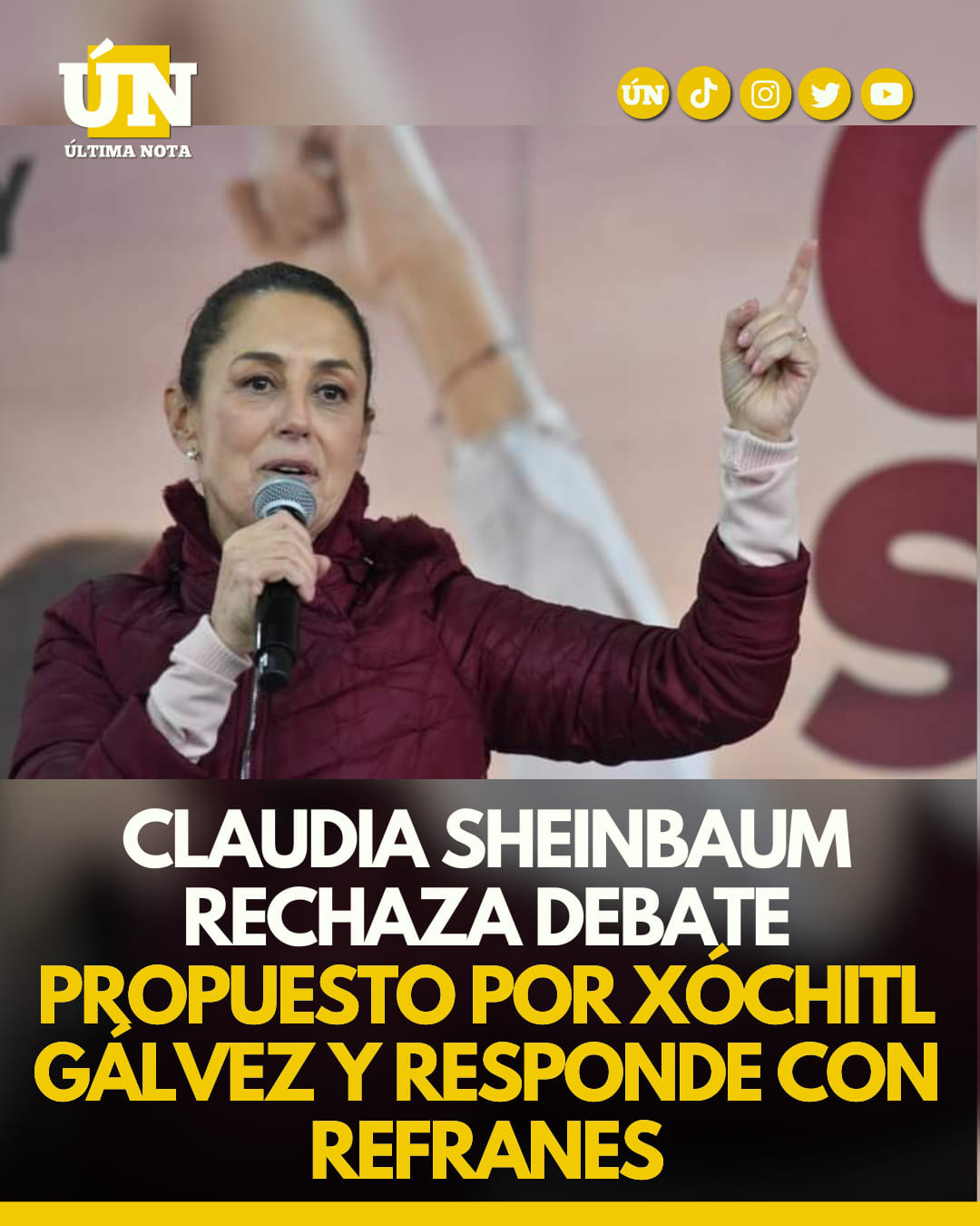 Claudia Sheinbaum rechaza debate propuesto por Xóchitl Gálvez y responde con refranes