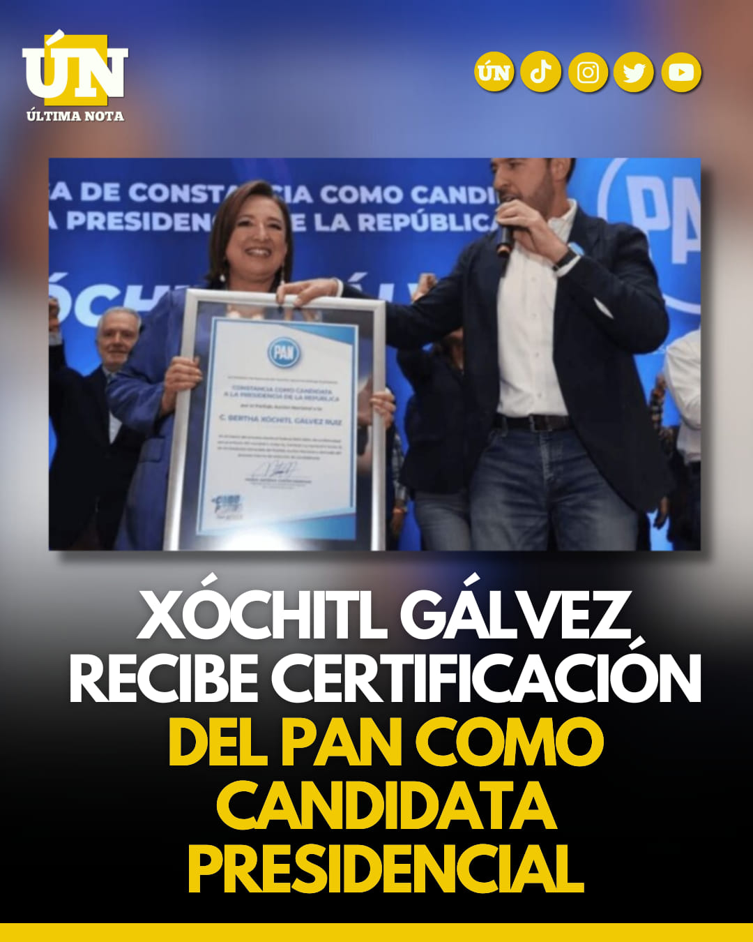 Xóchitl Gálvez recibe certificación del PAN como candidata presidencial