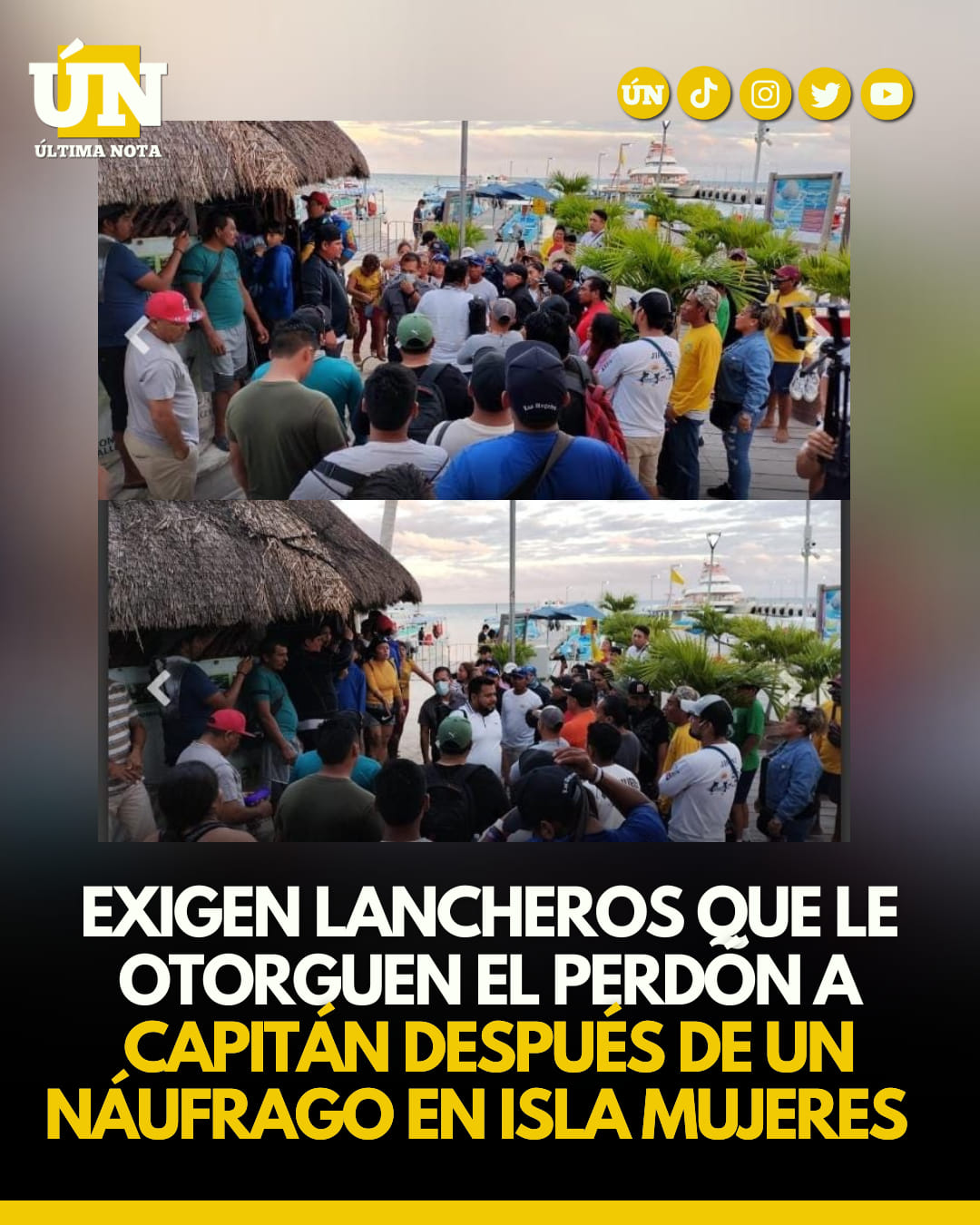 Exigen lancheros que le otorguen el perdón a capitán después de un náufrago en Isla mujeres