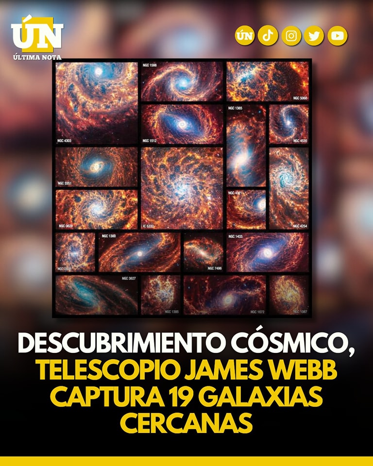 Descubrimiento cósmico, el telescopio James Webb captura 19 galaxias cercanas