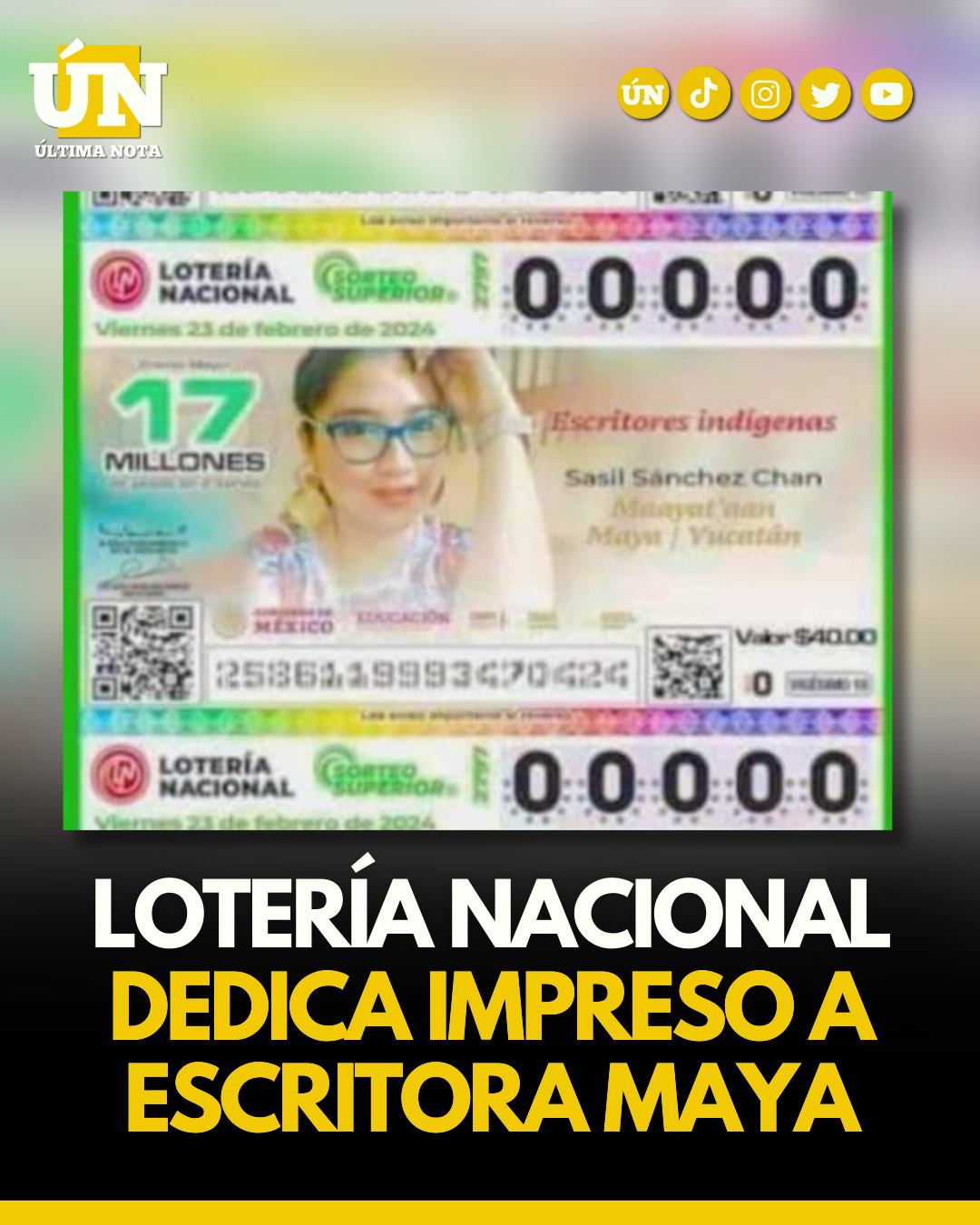 Dedican billete de lotería a escritora Maya en conmemoración del día internacional de la lengua materna
