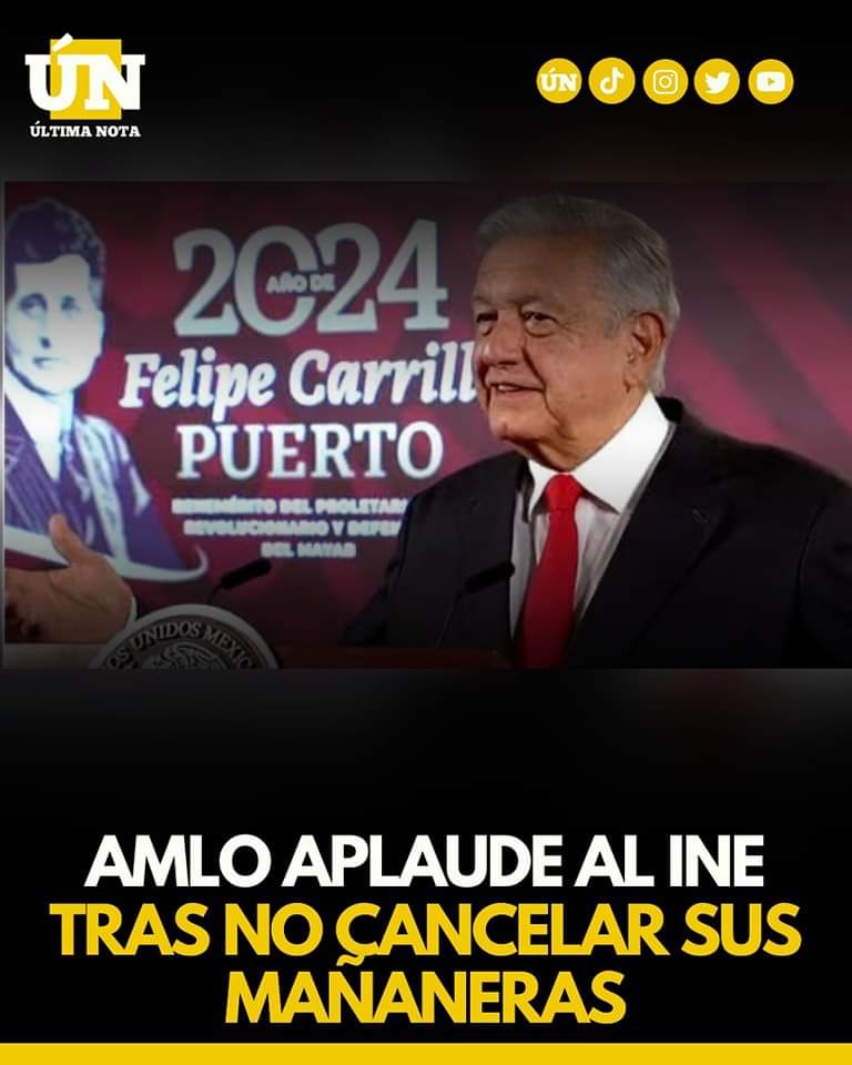 AMLO aplaude al INE tras no cancelar sus mañaneras.