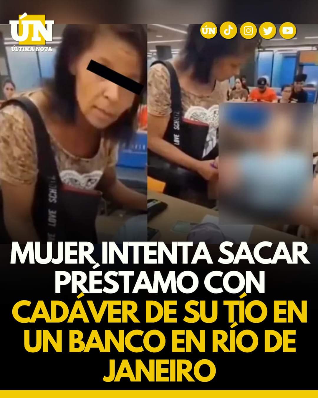 Mujer intenta sacar préstamo con cadáver de su tío en un banco en Río de Janeiro