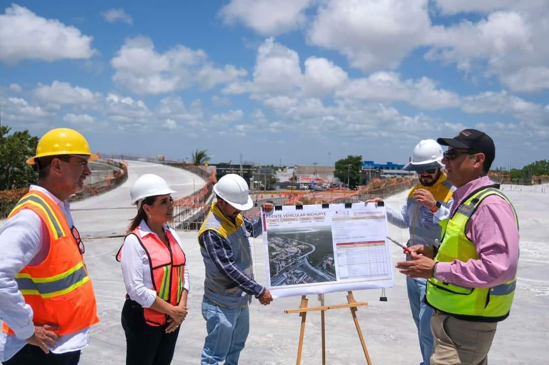 Supervisa Mara Lezama la construcción del Puente Nichupté en Cancún con avance del casi 50%