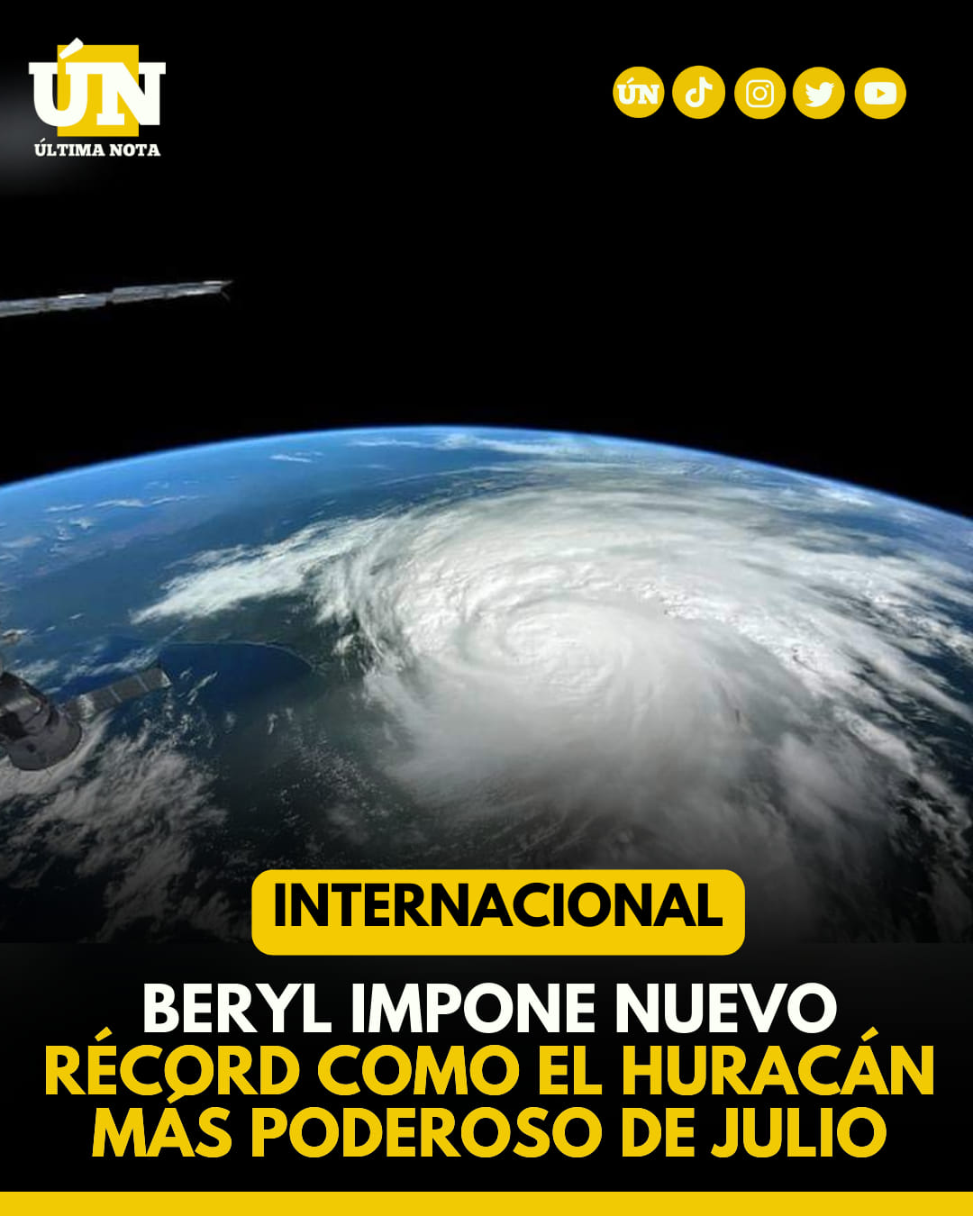 Beryl impone nuevo récord como el huracán más poderoso de julio