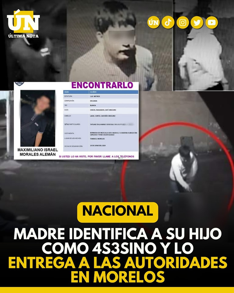 Madre identifica a su hijo como 4s3sino y lo entrega a las autoridades en Morelos