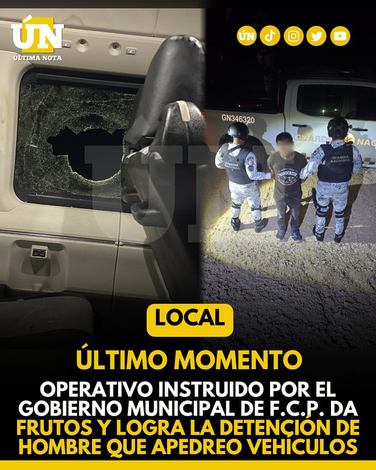 Autoridades detienen a sujeto que atacó con pedradas a vehículos en carretera federal 307