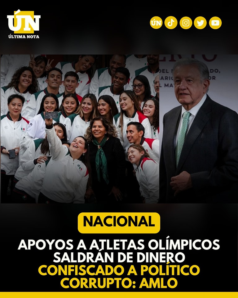 Apoyos a atletas olímpicos saldrán de dinero confiscado a político corrupto: AMLO