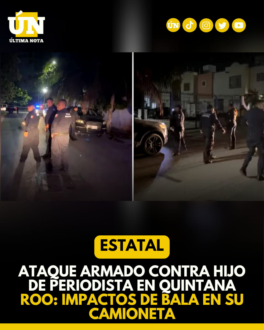 4taque arm4do contra hijo de periodista en Quintana Roo: Impactos de b4la en su camioneta