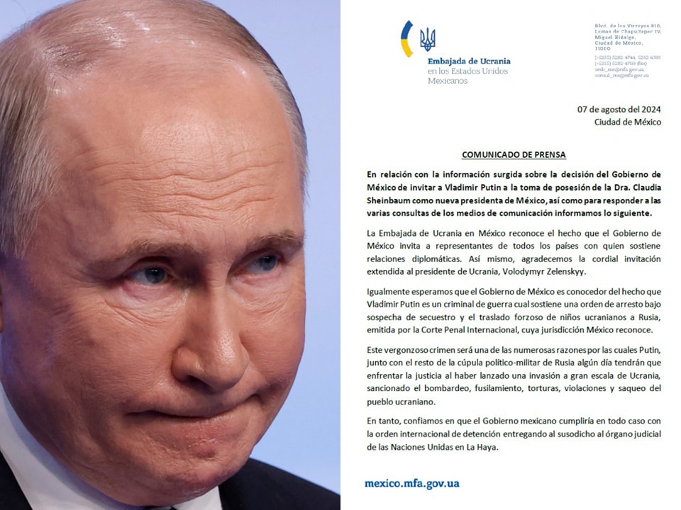 Ucrania exige arresto de Putin si asiste a toma de posesión en México