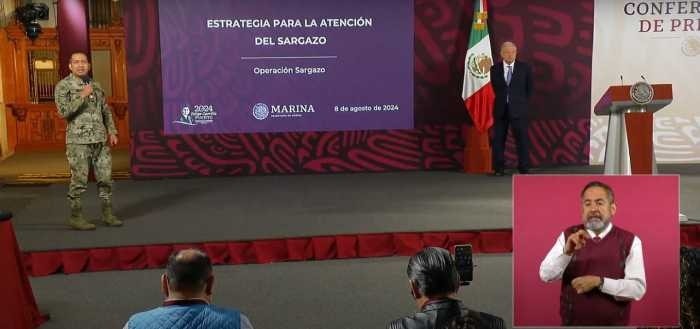 AMLO asegura que la Marina ha resuelto el problema del sargazo en el Caribe Mexicano