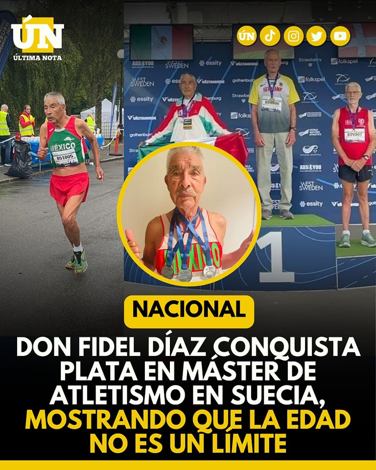 Don Fidel Díaz conquista plata en Máster de Atletismo en Suecia, mostrando que la edad no es un límite