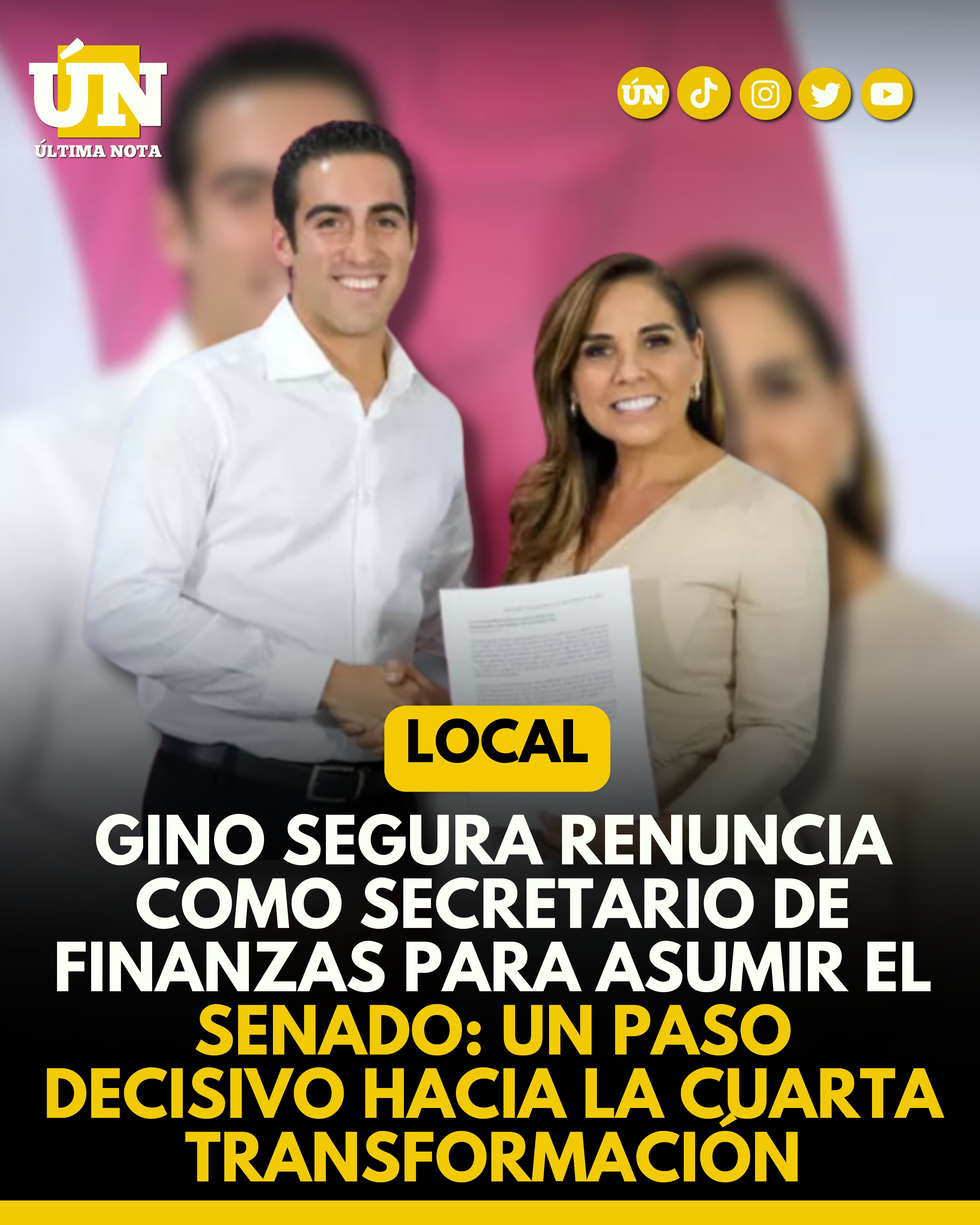 Gino Segura renuncia como secretario de finanzas para asumir el senado: Un paso decisivo hacia la cuarta transformación