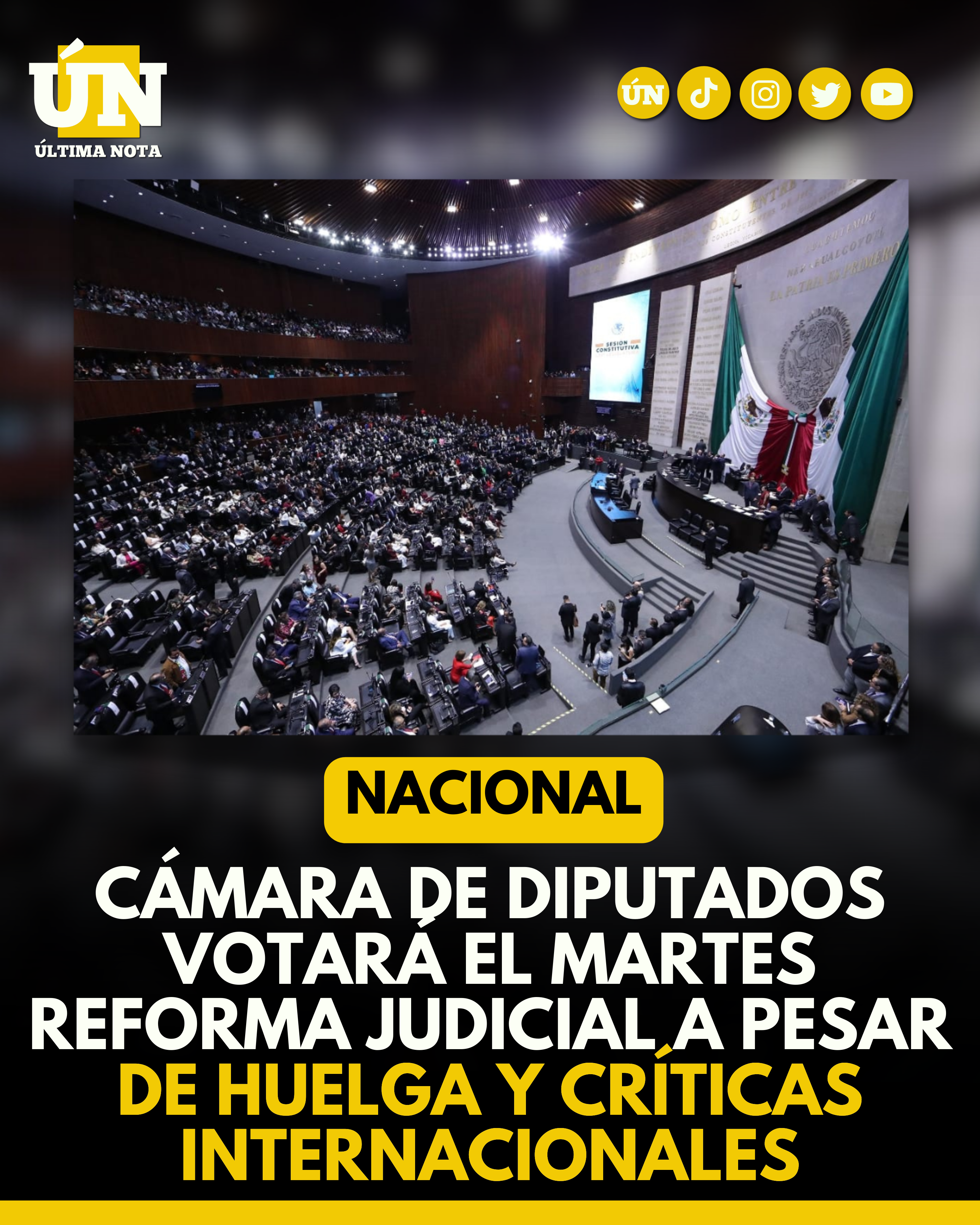 Cámara de diputados votará el martes reforma judicial a pesar de huelga y críticas internacionales #Nacional