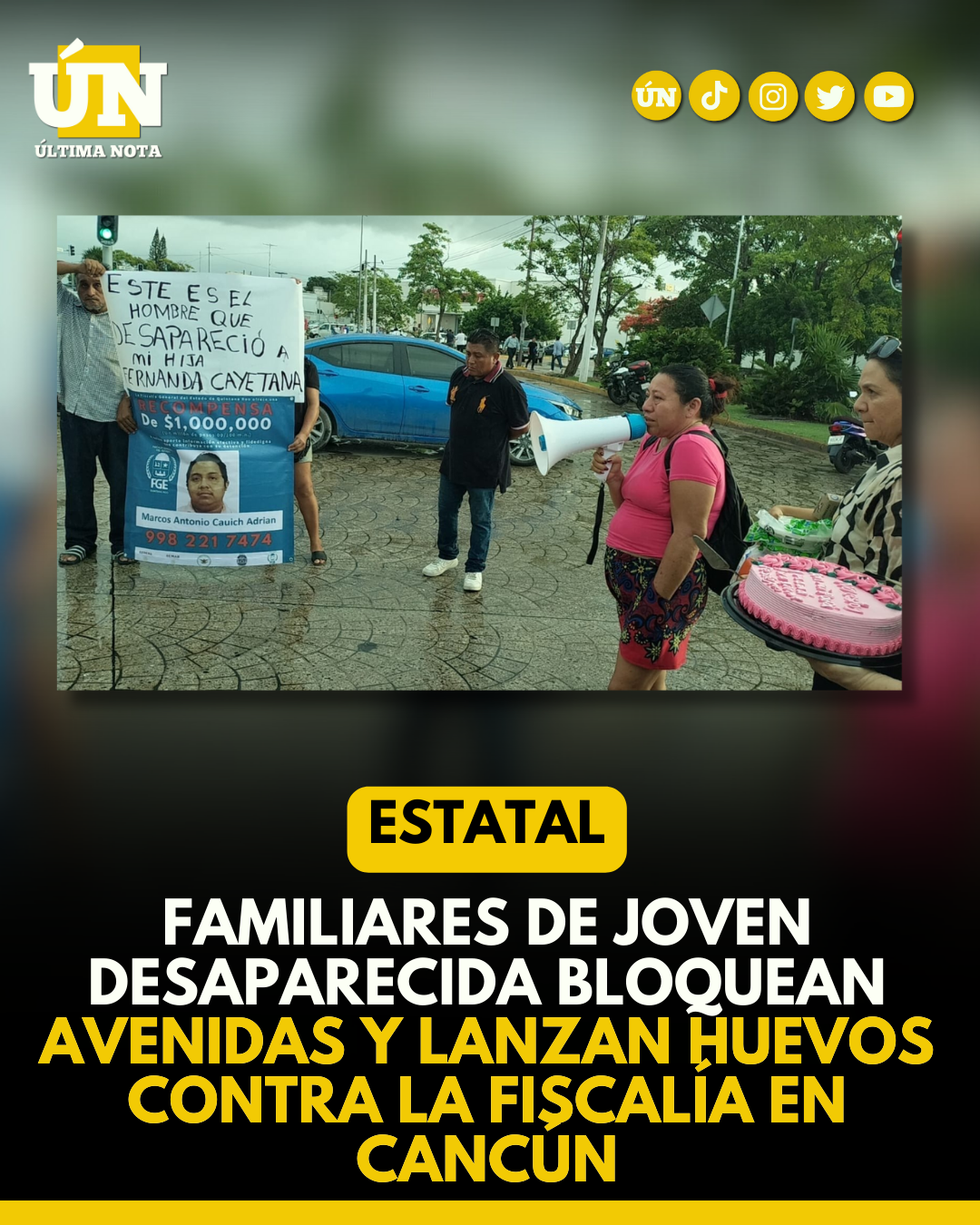 Familiares de joven desaparecida bloquean avenidas y lanzan huevos contra la Fiscalía en #Cancún #Estatal