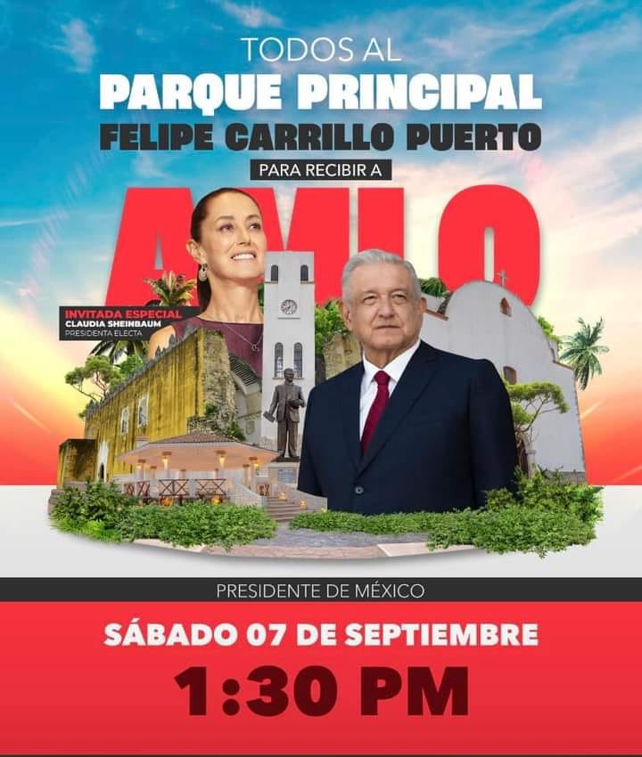 Andrés Manuel López Obrador visitará Felipe Carrillo Puerto como parte de su gira por el sureste.