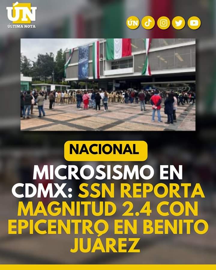 Microsismo en CDMX: SSN reporta magnitud 2.4 con epicentro en Benito Juárez