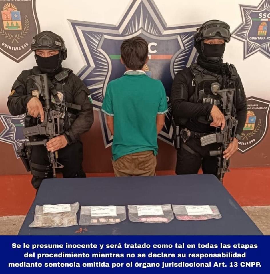 Detienen a menor de edad en Felipe Carrillo Puerto por presunta posesión de drogras