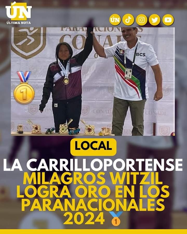 La carrilloportense Milagros Witzil logra oro en los paranacionales 2024 🥇