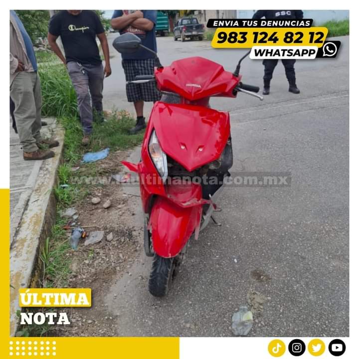 Motociclista resulta lesionado tras choque en Felipe Carrillo Puerto.