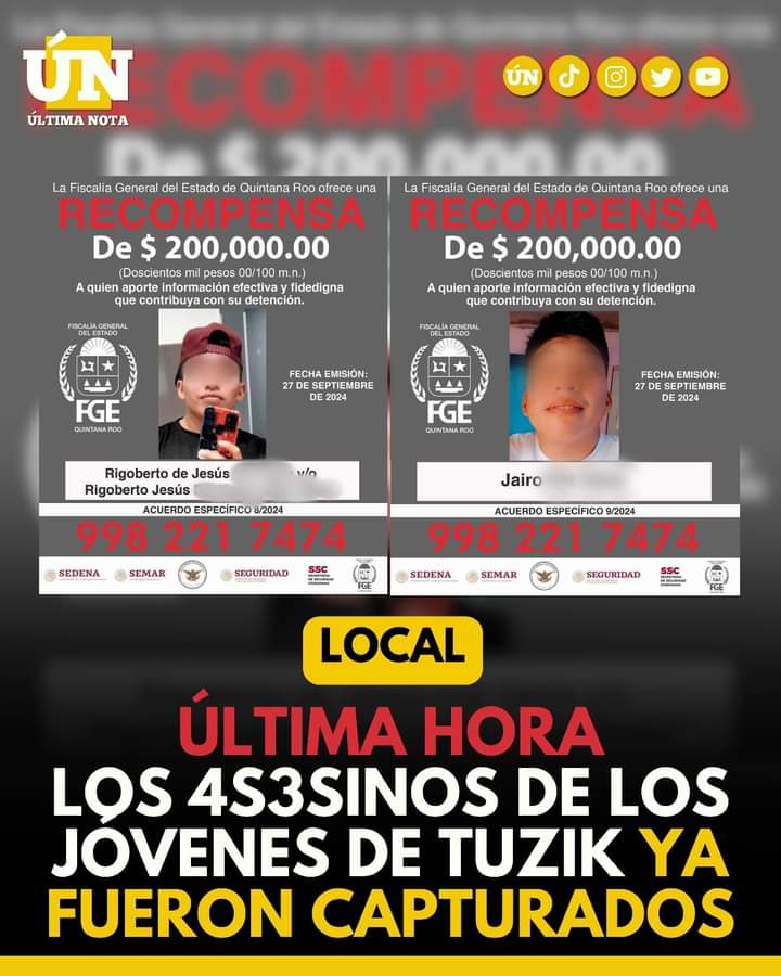 Se confirma la captura de presuntos responsables de doble h0micidio en Tuzik