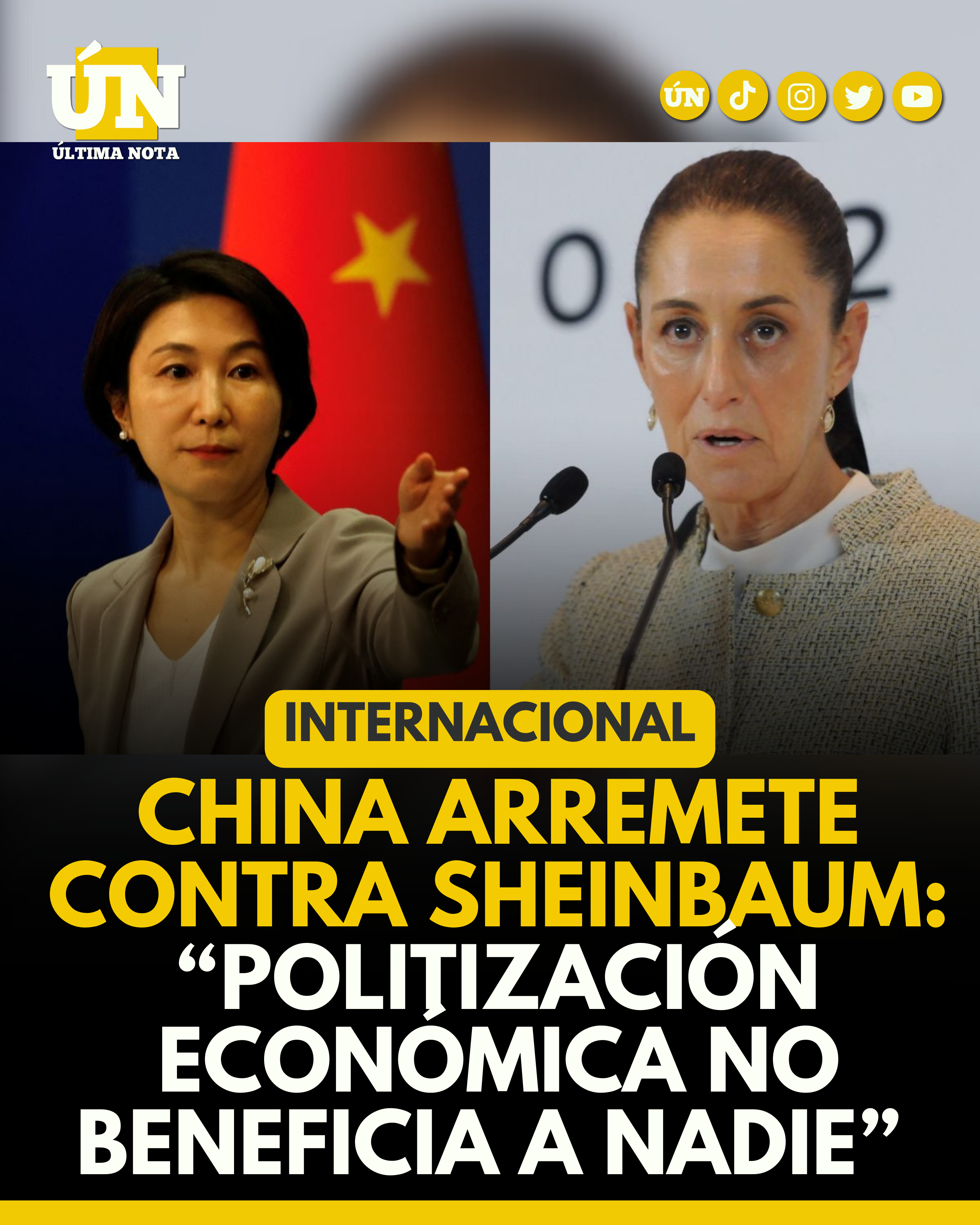 China arremete contra Sheinbaum: “Politización económica no beneficia a nadie”