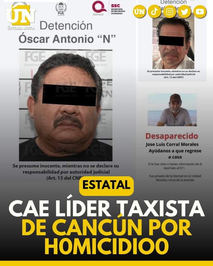 Capturan a líder del sindicato de taxistas en Cancún por ho0micidi0