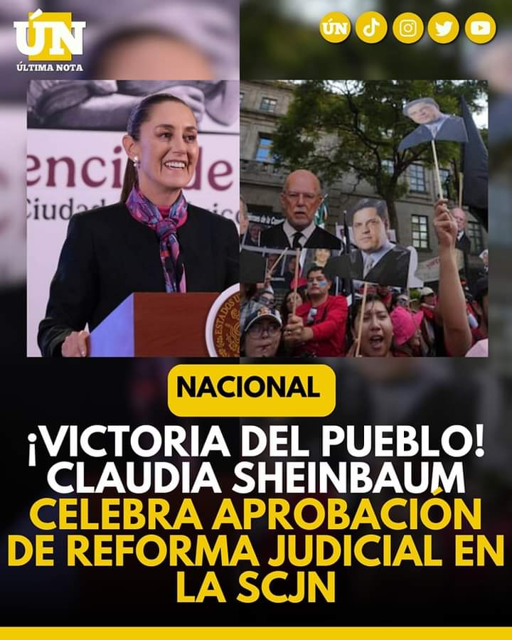 ¡Victoria del Pueblo! Claudia Sheinbaum celebra aprobación de Reforma Judicial en la SCJN